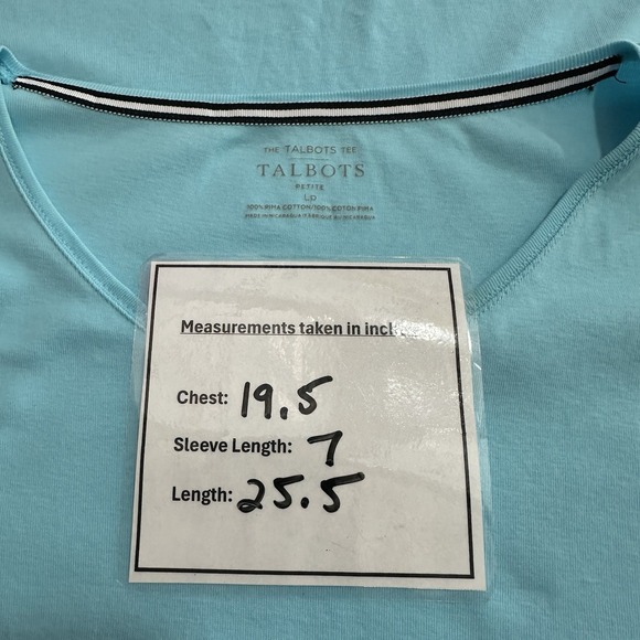 The Talbots Tee Short Sleeve V-Neck Pima Cotton Blue T-Shirt Womens Petite L - Picture 11 of 11
